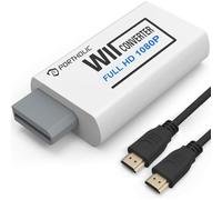 PORTHOLIC Wii to HDMI Adapter, 1080P/720p Wii HDMI Converter with 3ft HDMI Cable and 3,5mm Audio Video Output Jack Compatible for All Wii Display Modes