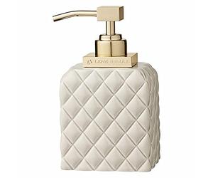 Portia Liquid Dispenser - Modern Home Decor - Handmade Lotion Dispenser - Solid Spray Painted Finish - Reusable Bathroom Dispenser Pump for Shampoo, Conditioner and Body Lotions - Camel / Gold - 16cm