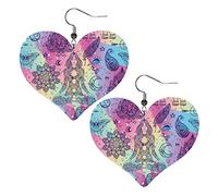 Portia Style Tribal Symbols Heart Shape Leather Earrings Women Girls Simple Dangle Earrings Gifts for Her