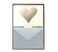 Portico Designs Gold Foiled Heart Notecards Set of 10 with coordinating envelopes in presentation box - blank inside,Card size 14.8x10.5cm