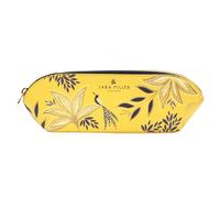 Portico Designs Ltd Sara Miller Anniversary Pencil Case, Yellow Botanical Print with Peacock Design, Zippered Stationery Pouch