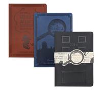 Portico Designs Ltd Sherlock Holmes Set of 3 Notebooks, 221B Door Design with Magnifying Glass, The Game is Afoot Theme, Green