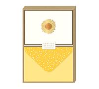 Portico Designs Sunflower Notecards, Thank You, 15x10.5cm, Yellow, Floral, Modern, Embossed & Gold Foil Detail, 10 Cards & Envelopes