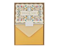 Portico Designs Thank You Shaped Boxed Notecards with Floral Design, 10 Cards and Envelopes