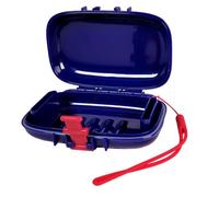 PORTINEER Carry-Dri Travel Soap Case Specially Designed Vents That Lets Bar Dry and Doesn't Leak with Lanyard and Silicone Closure for Home School Gym Hiking - Patented Design - Blue - Red