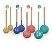 Portion Control Serving Spoons - 8 Pack: 4 Slotted, 4 Solid, 2 oz, 4 oz, 6 oz, 8 oz - Essential Gastric Bypass Must Haves Spoodle For Diet, Food Measuring Scoop for Weight Loss Surgery, Utensils Cups