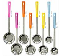 Portion Control Serving Spoons - (8 Piece Set) Restaurant Measuring Serving Ladle Utensils for Weight Loss, Bariatric Gastric Sleeve, Includes 2, 4, 6, 8 oz Solid & Perforated Scoops, 14-1/4" Long