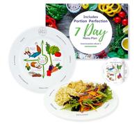 Portion Perfection PORCELAIN Weight Loss Plate for Women & Men | 2 Weightloss Serving Sizes on all 10 inch Adult Portion Control Plates, Ideal Weight Loss Products For Diabetes & Healthier Diets |