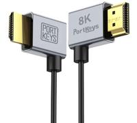 Portkeys 8K Ultra Thin HDMI Cable 2.5mm Diameter, A Slim Soft Cable 48Gbps Ultra High Speed HDMI 2.1 Cord 8K@60Hz, 4K@120Hz for Monitor, PS5, Xbox, PC, HDTV (A to A, 1M+0.3M)