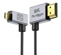 Portkeys 8K Ultra Thin HDMI Cable 2.5mm Diameter, A Slim Soft Cable 48Gbps Ultra High Speed HDMI 2.1 Cord 8K@60Hz, 4K@120Hz for Monitor, PS5, Xbox, PC, HDTV (A to D, 1m+30cm)