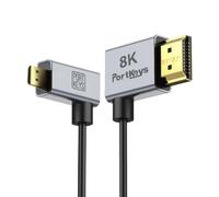 Portkeys 8K Ultra Thin HDMI Cable 2.5mm Diameter, A Slim Soft Cable 48Gbps Ultra High Speed HDMI 2.1 Cord 8K@60Hz, 4K@120Hz for Monitor, PS5, Xbox, PC, HDTV (A to D, 0.3M)