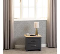 Seconique Portland 2 Drawer Bedside - Grey/Oak Effect, Multi