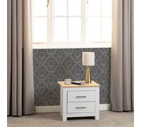 Seconique Portland 2 Drawer Bedside In White With Oak Effect Finish