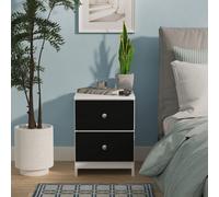Portland 2 Drawer Compact Bedside Cabinet In Black & White Matt (Ready Assembled)