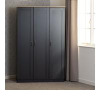 Portland 3 Door Wardrobe Grey Oak Effect Tall Bedroom Storage Cupboard Modern