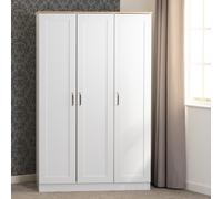 Portland 3 Door Wardrobe White Oak Effect Tall Bedroom Storage Cupboard Modern