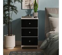 Yarmouth 3 Drawer Bedside Cabinet in Black & White Matt - Ready Assembled - Lewis's Home | TJ Hughes