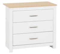 Seconique Portland 3 Drawer Chest - White/Oak Effect, Multi