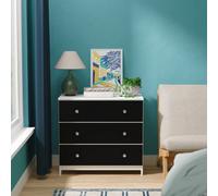 Portland 3 Drawer Chest Of Drawers In Black & White Matt (Ready Assembled)