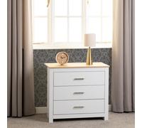 Portland 3 Drawer Chest White Oak Effect Bedroom Storage Cupboard Modern