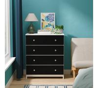 Portland 4 Drawer Chest Of Drawers In Black & White Matt (Ready Assembled)