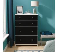 Portland 4 Drawer Deep Chest Of Drawers In Black & White Matt (Ready Assembled)
