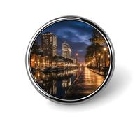 Portland at Night Badge Holder Personalized Metal Button Pin Fashion Round Badge with Pattern Pin DIY Button Badges Exquisite Brooch Crafts Gift Clothes Decorative Pins
