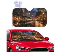 Portland At Night Car Windshield Sun Shade,Foldable Front Window Sun Visor Protector Uv Reflective Windshield Sunshade Covers Universal Car Accessories 55x29.9 Inch