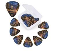 Portland at night Guitar Picks Set of 12 with Custom Organizer Storage Box, Guitar Accessories, Ukulele for Acoustic Guitar, Bass, Valentine's Day Gift