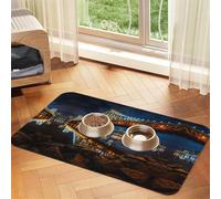 Portland at Night Print Cat Food Mat Pet Feeding Mat for Floor Pet Supplies Dog Water Bowl Mat Dog Essentials