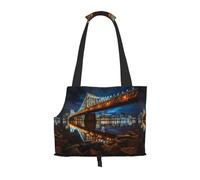 Portland At Night Print Pet Tote Bag, Foldable Portable Single Shoulder Pet Carrier For Small Dogs Cats