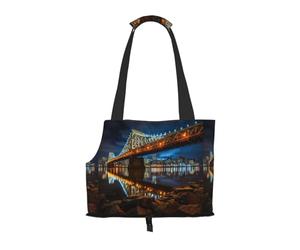 Portland At Night Print Pet Tote Bag, Foldable Portable Single Shoulder Pet Carrier For Small Dogs Cats