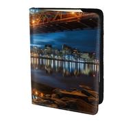 Portland at night print Travel Wallet Passport Holder Case for Family Leather Passport Cover for Men Women, Black, One Size
