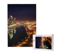 "Portland at night Printed Jigsaw Puzzle with Storage Box, Wooden Puzzle for Adults and Kids, 1000 Pieces Family Fun Decorative Game"