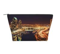 Portland at Night Printing Trapezoid Makeup Bag for Women Girl Large Capacity Portable Travel Cosmetic Bag Makeup Pouch Organizer