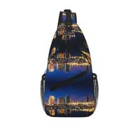 Portland At Night Unisex Chest Sling Bag With Multi-Pocket Design,Large Capacity Crossbody Bag Durable Polyester Adjustable Strap For Daily Commute Travel