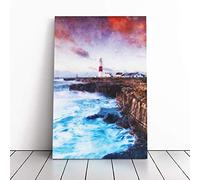 Portland Bill Lighthouse in Dorset Abstract | Canvas Wall Art Print | Framed & Ready to Hang Picture | Modern Home Decor for Living Room, Bedroom, Kitchen or Office | 36x24 Inches