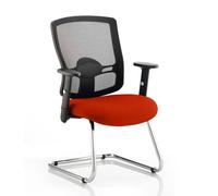 portland black back visitor chair with tabasco red seat