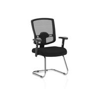 Portland Cantilever Chair Black Mesh With Arms