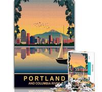 Portland City Waterfront 1000 Piece Jigsaw Puzzles for Adults & Teens,Educational Game Challenge Toy Wall Decoration Unique Birthday And Xmas Gifts 75x50cm