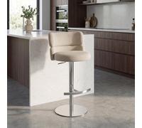 Portland Cream Upholstered Adjustable Swivel Bar Stool With Chrome Base