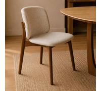 Portland Dining Chair - Set of 2 - Curved Back - Cream Chenille and Walnut - Fabric and Wood