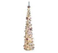 Portland Fir 7ft Pop up Christmas Tree with 80 Lights & 80 Dusky Pink & Champagne Decorations