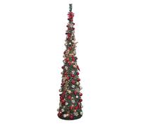 Portland Fir 7ft Pop up Christmas Tree with 80 Lights & 80 Red & Gold Decorations