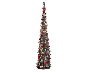 Portland Fir 7ft Pop up Christmas Tree with 80 Lights & 80 Red & Gold Decorations