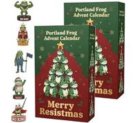 Portland Frog Advent Calendar 2025 - 24 Day Countdown Calendar with 24 Quirky and Adorable Frogs, Join the Croaking Resistance This Holiday Season, Funny Xmas Gift for Kids Adult Teens (2 Pcs)