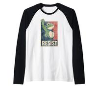 Portland Frog Protest Resist Raised Fist Distressed Retro Raglan Baseball Tee