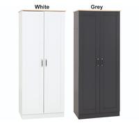 Portland White/Oak Effect Bedroom Furniture Range Quality Wardrobe Chest Bedside