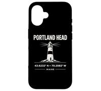 Portland Head Lighthouse Maine Coordinates Design Case for iPhone 16