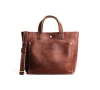 Portland Leather Goods Mini Zipper Crossbody Tote Bag for Women - Handmade, Durable & Unlined - Outside Pocket, Nutmeg, Zipper